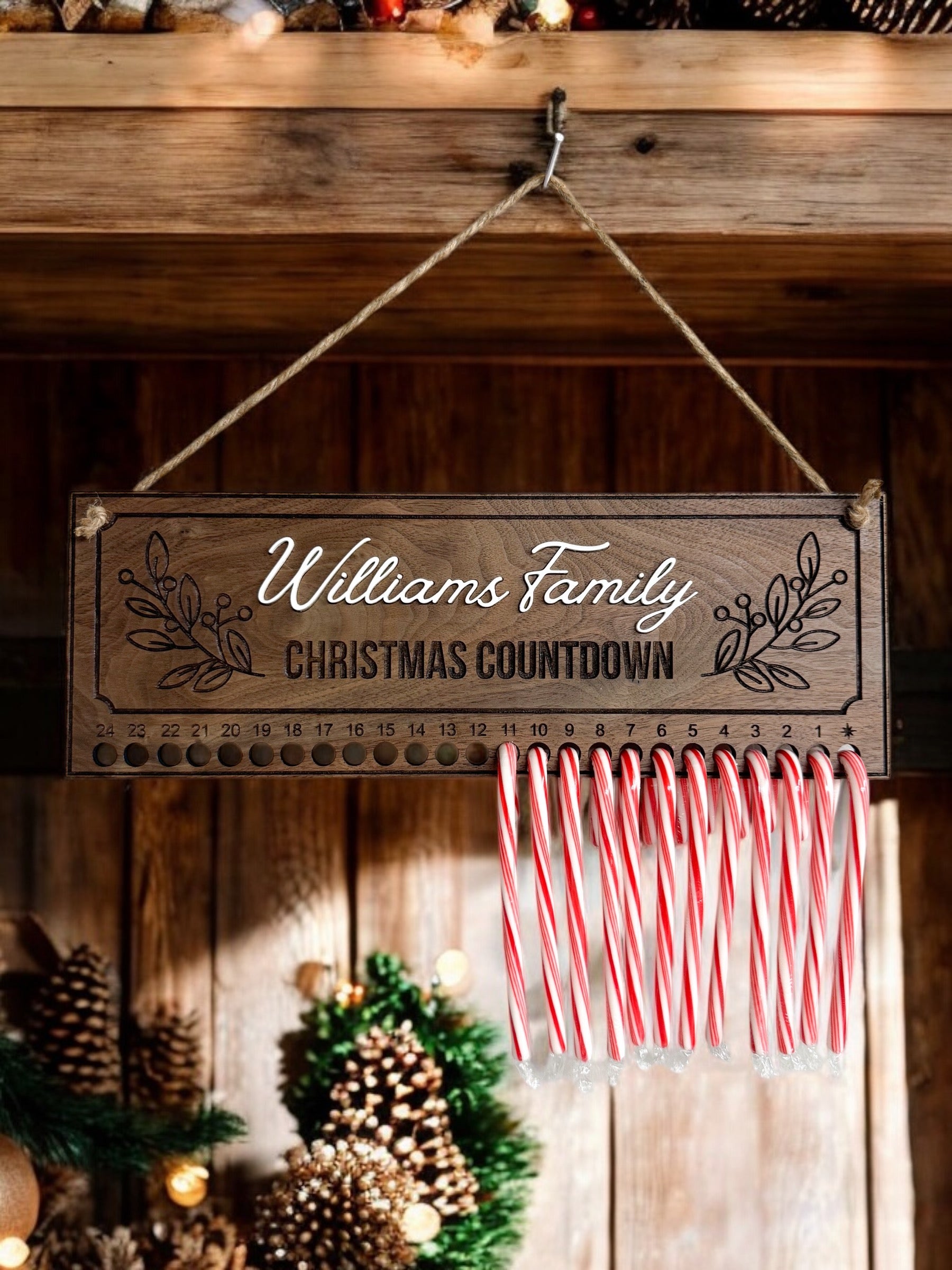 Christmas Countdown Candy Cane Sign