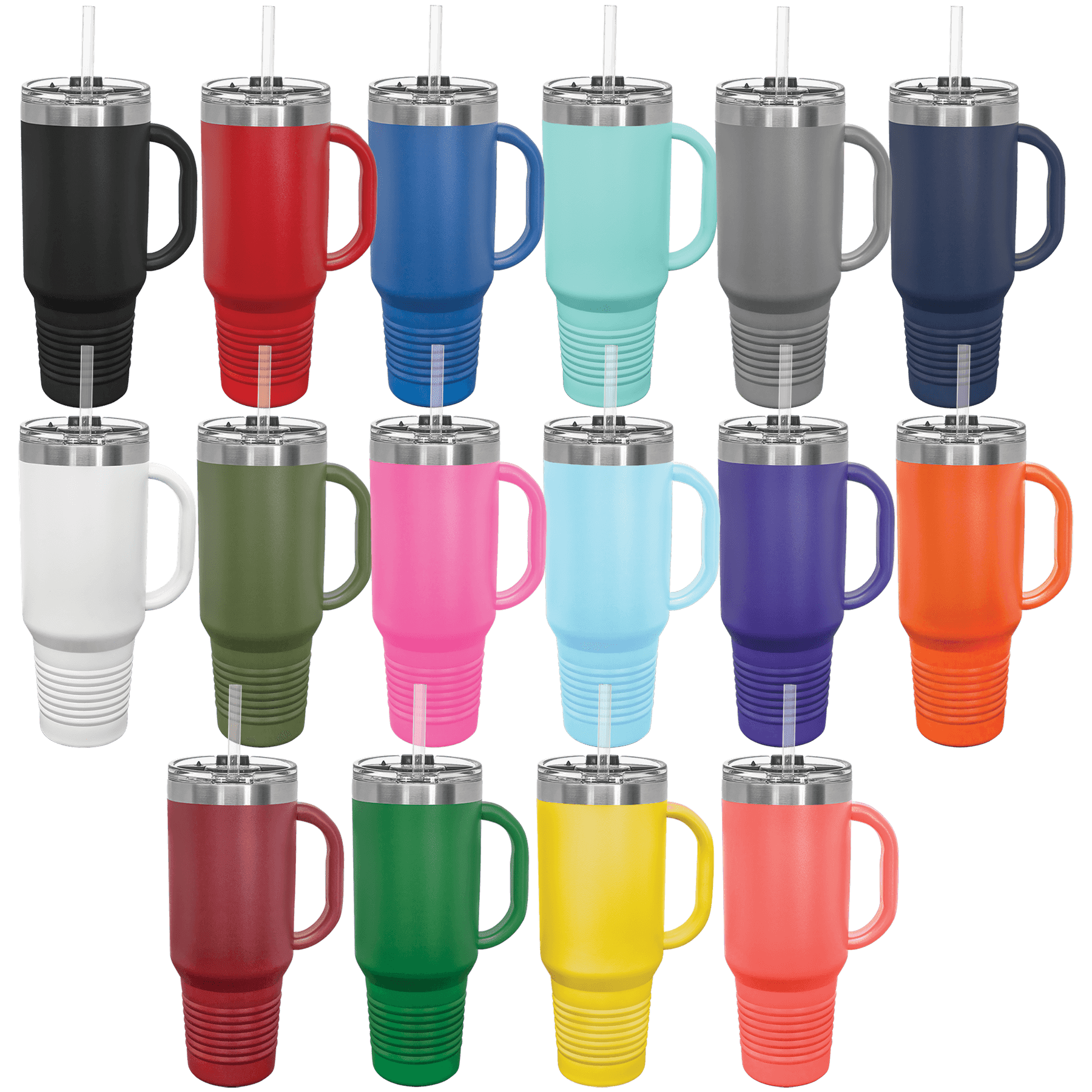 Travel Mug with Handle, Straw Included