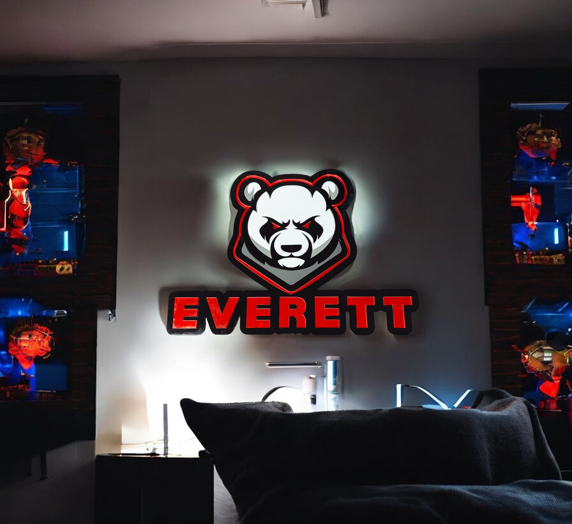 Panda Acrylic LED Personalized Name Wall Sign for Kids