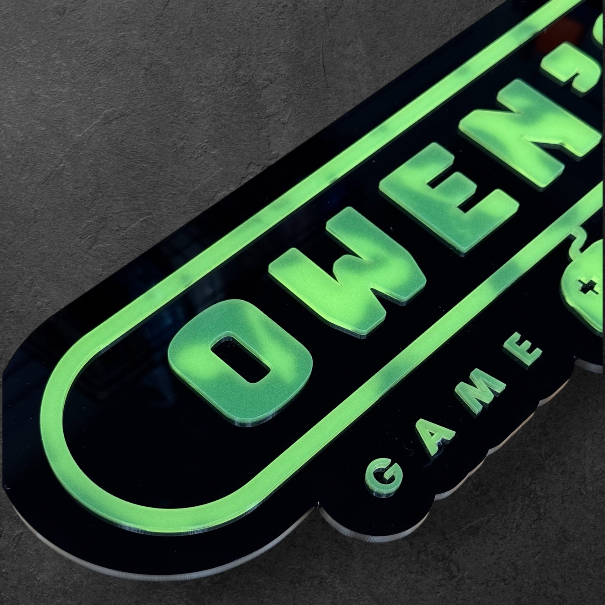 Gamer Personalized Glow-in-the-Dark Acrylic LED Name Wall Sign