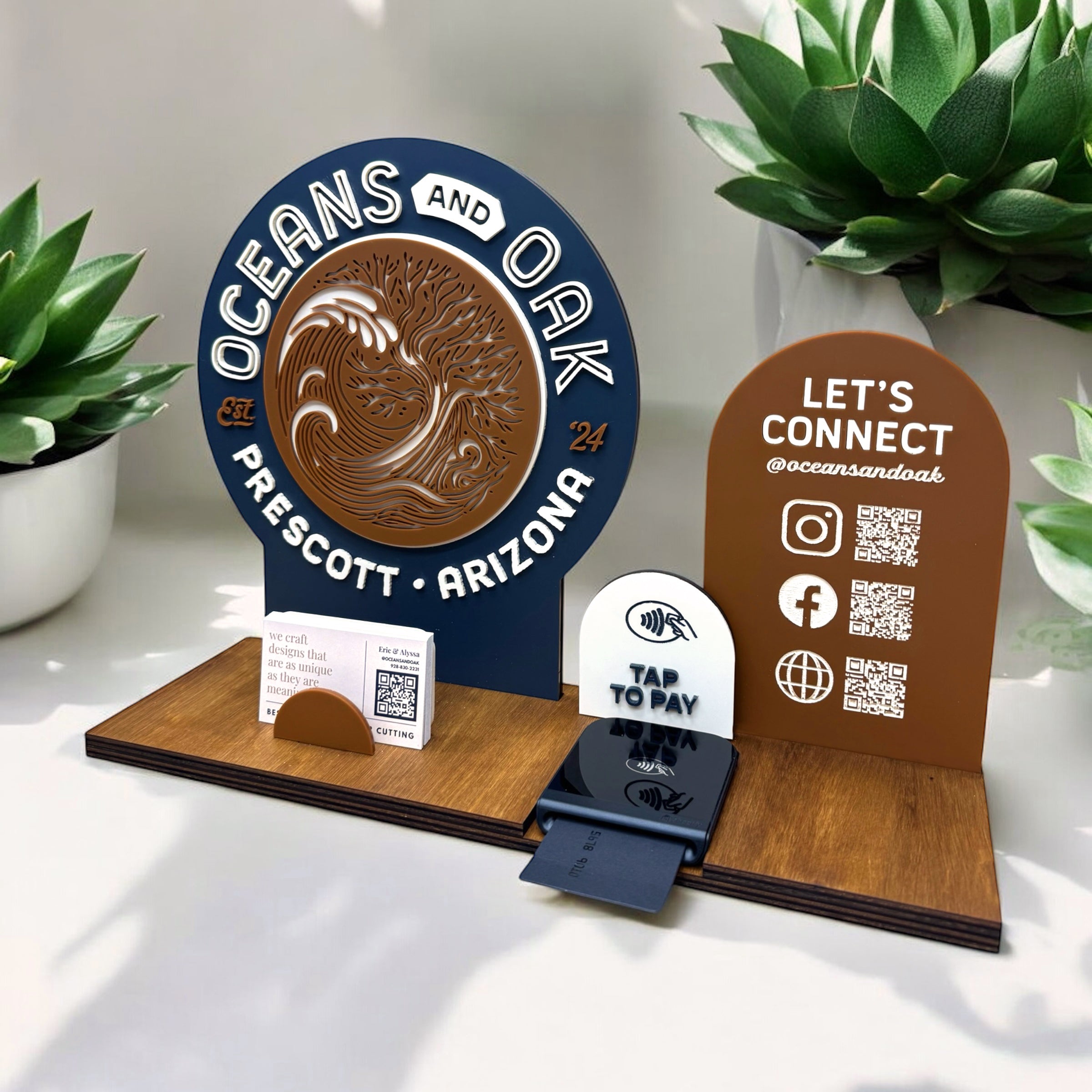 Custom Business Logo Tabletop POS and Business Card Stand