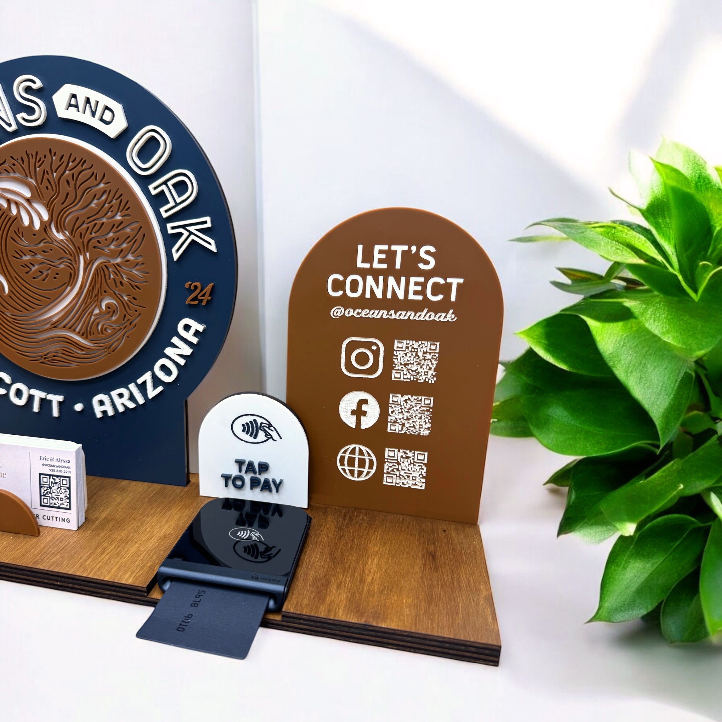 Custom Business Logo Tabletop POS and Business Card Stand