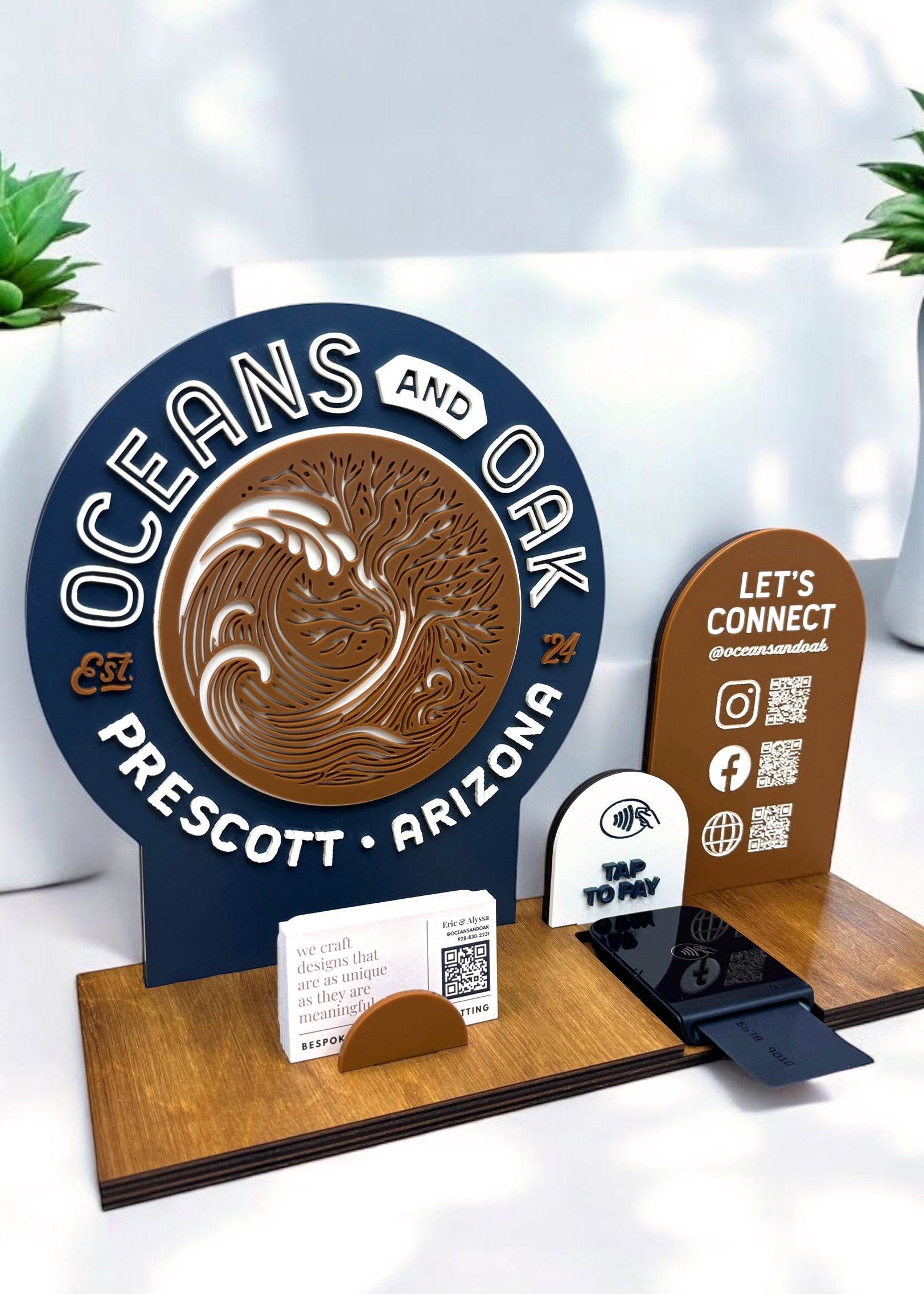 Custom Business Logo Tabletop POS and Business Card Stand