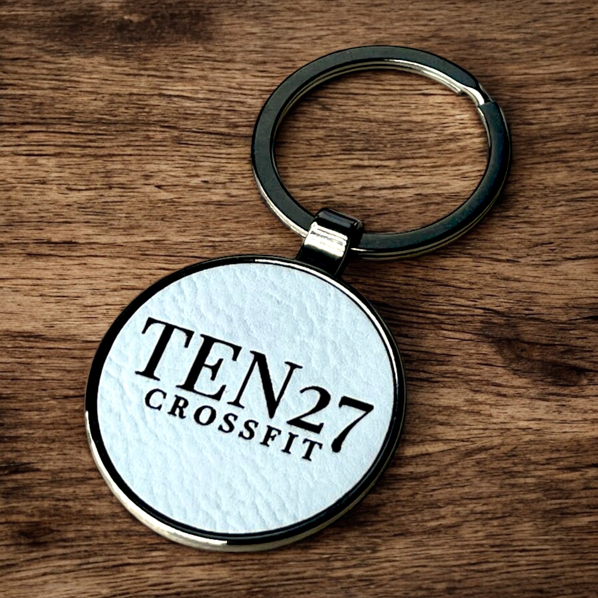 Custom Business Logo Leather and Metal Keychain