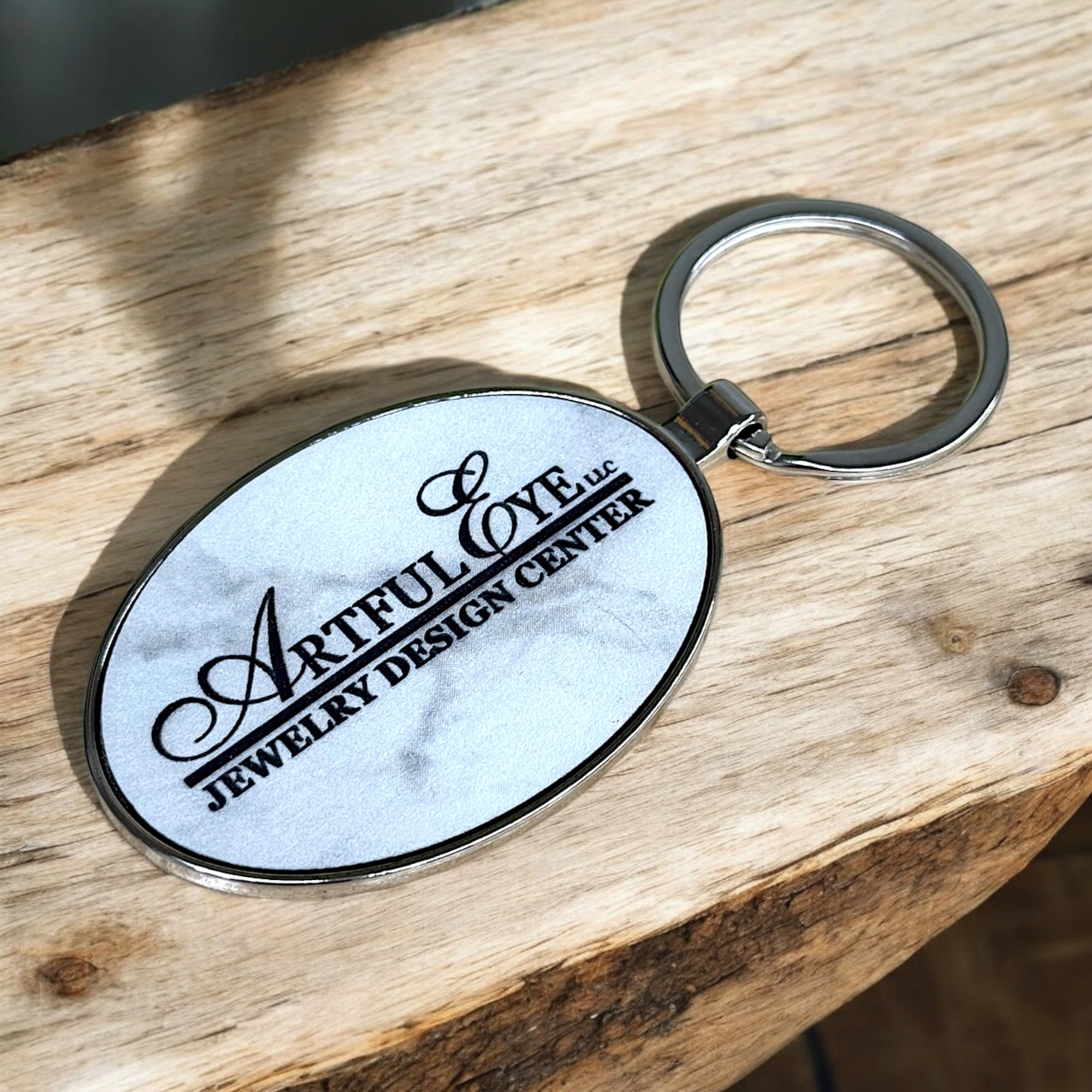 Custom Business Logo Leather and Metal Keychain