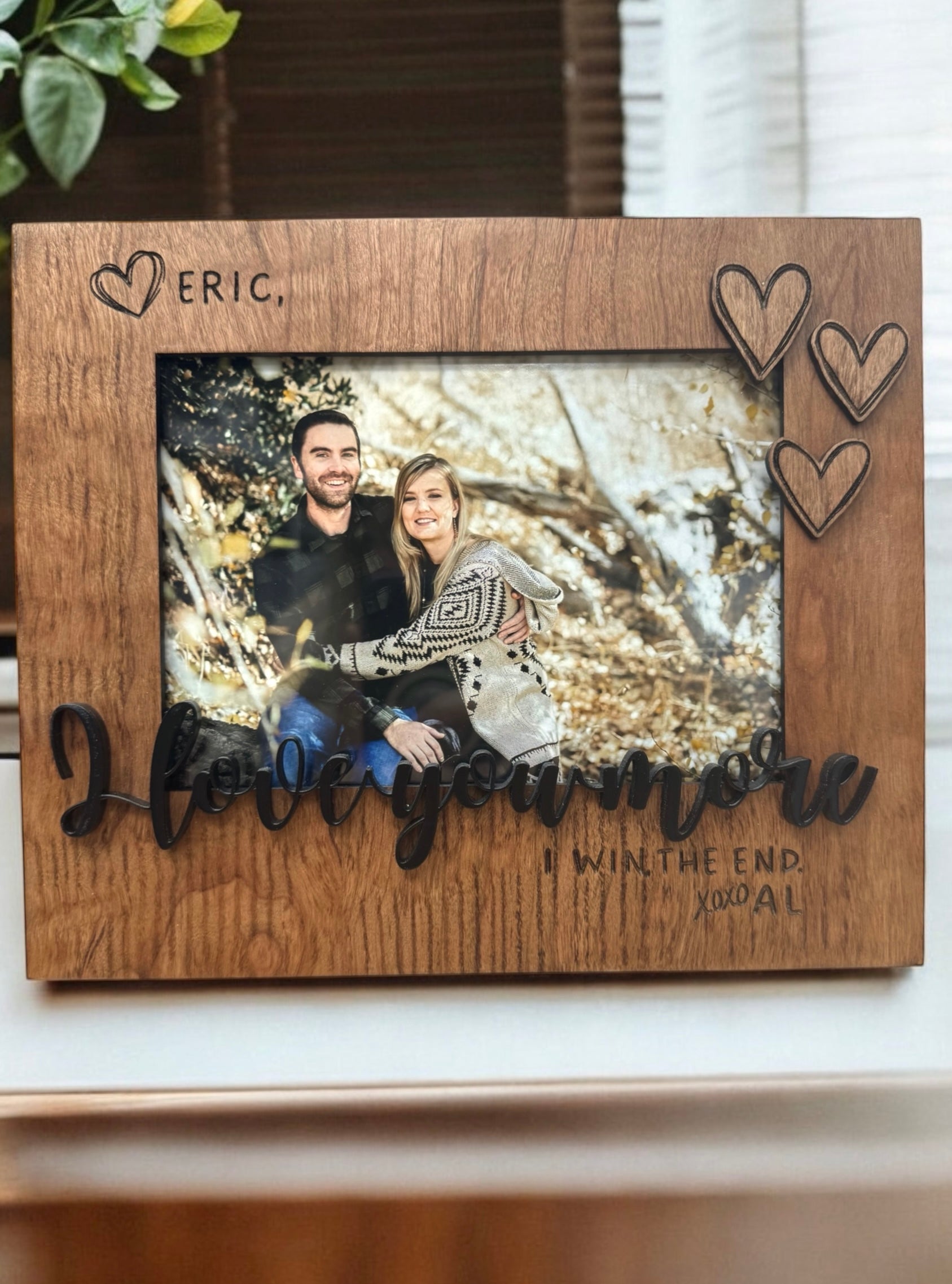 Custom Engraved "I Love You More" Cherry Wood 5"x 7" Picture Frame