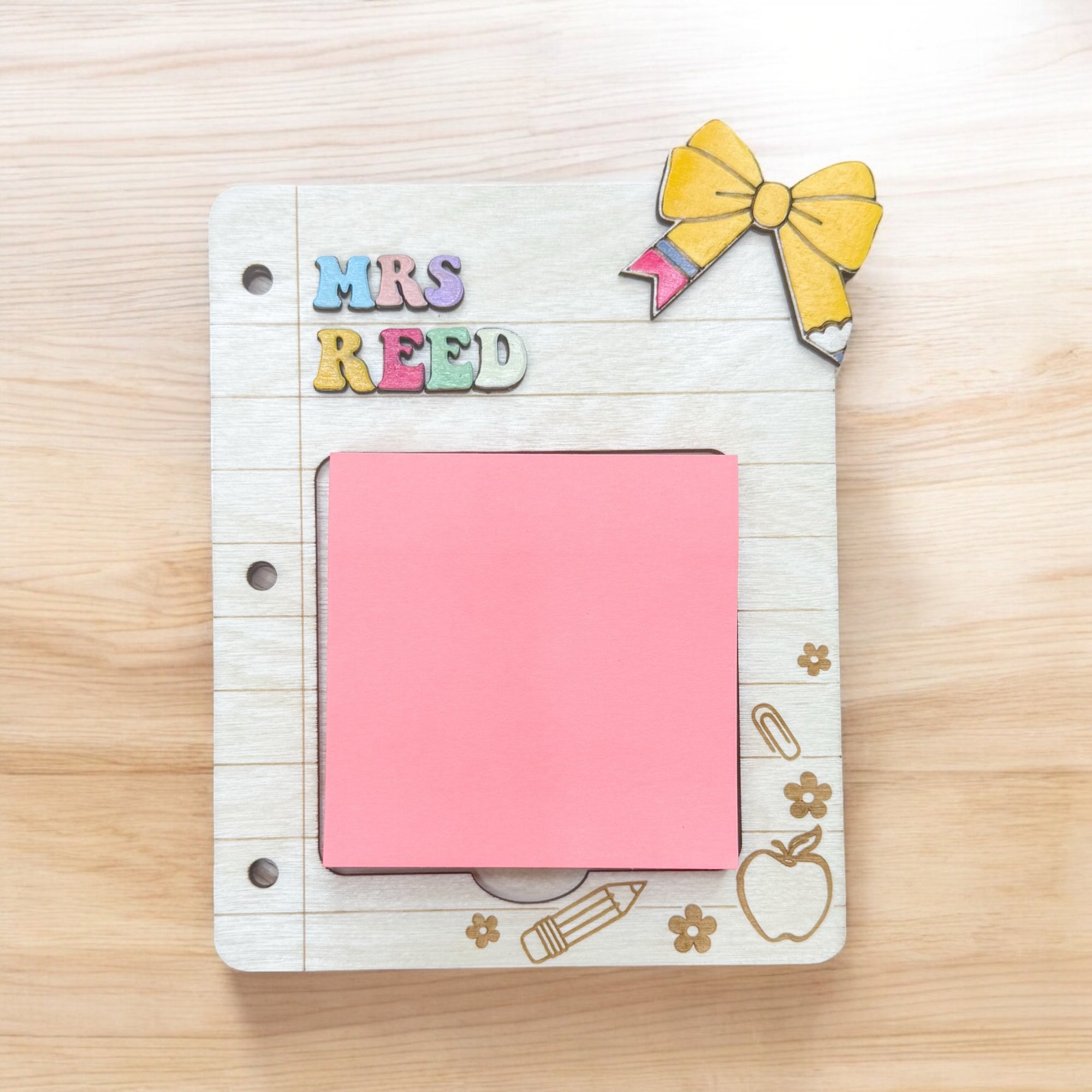 Teacher Bow Sticky Note Pad Holder