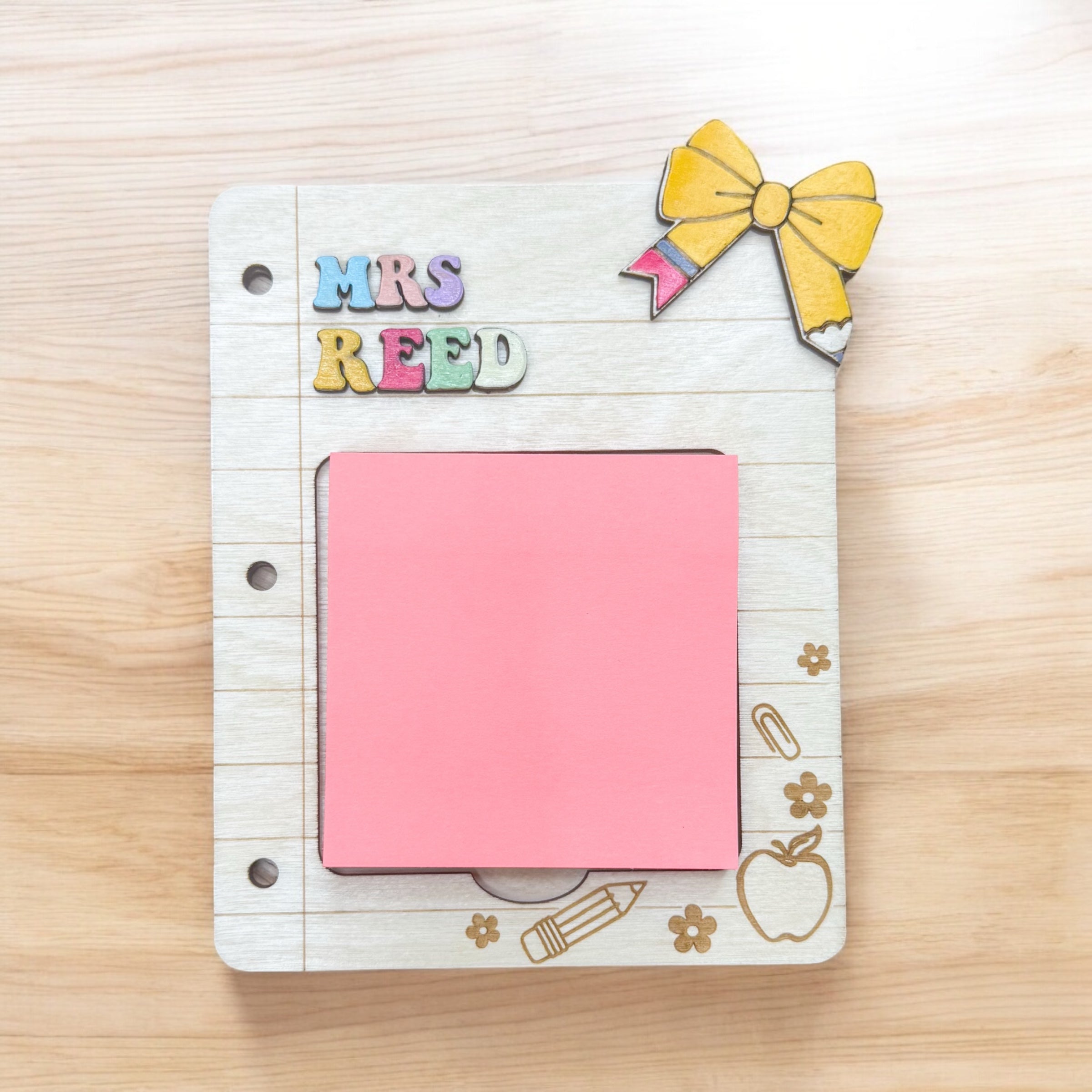 Teacher Bow Sticky Note Pad Holder