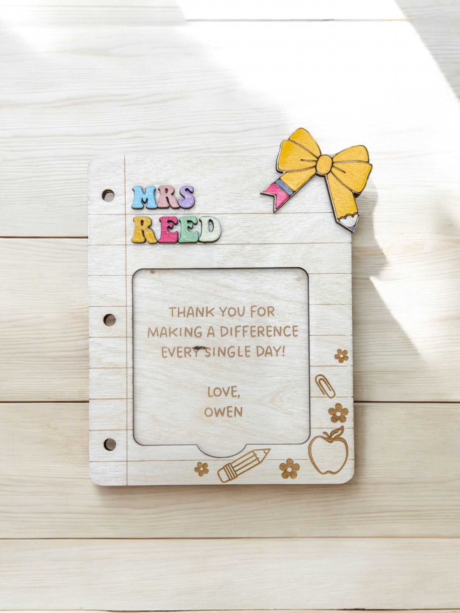 Teacher Bow Sticky Note Pad Holder