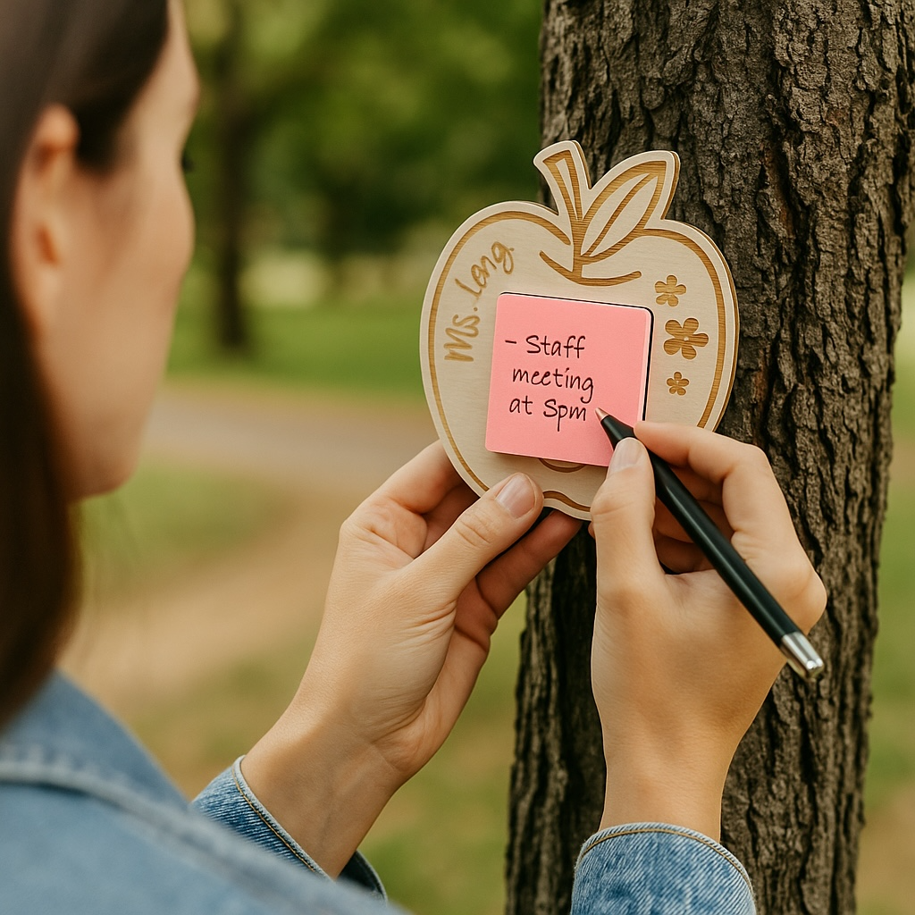 Teacher Apple Sticky Note Pad Holder