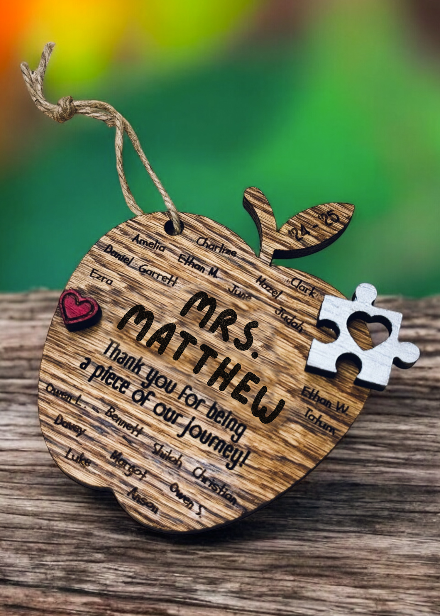 Teacher Gift Custom Engraved Apple Ornament